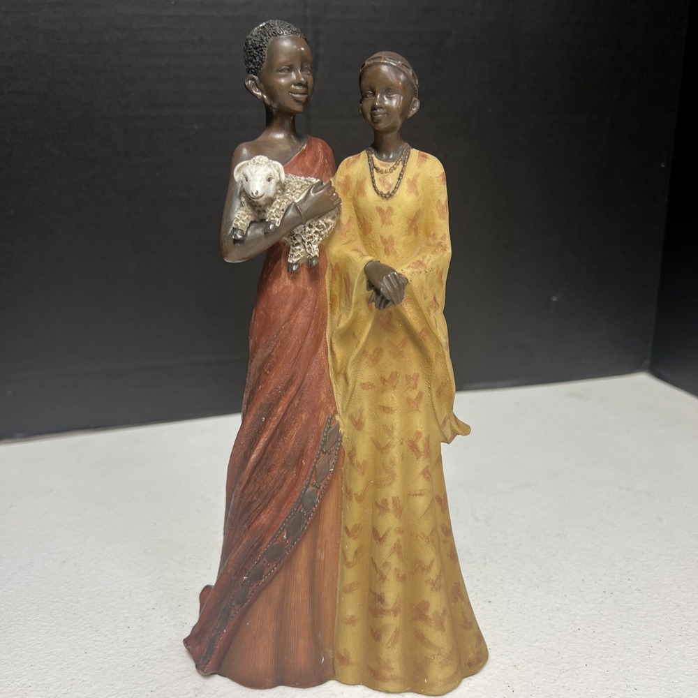 Vintage Seymour Mann African People Holding Baby Lamb 10" Tall